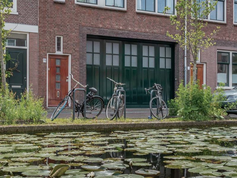 Klassieke zijwaartse garagedeur van hout met authentieke uitstraling