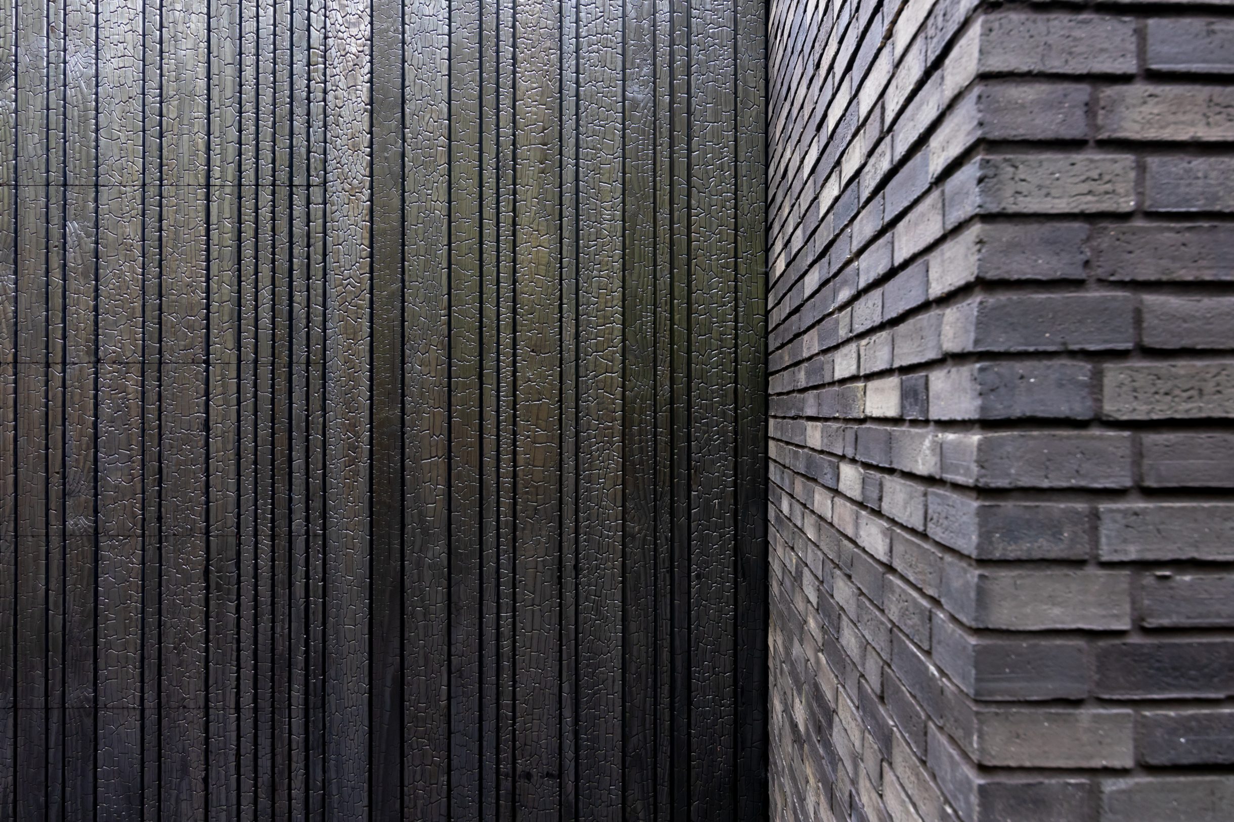 Different Doors Shou Sugi Ban garagedeur volledig verdwenen in moderne gevel