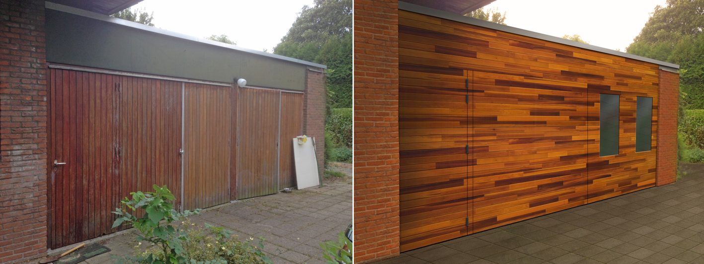 Visualisatie garagedeur before and after