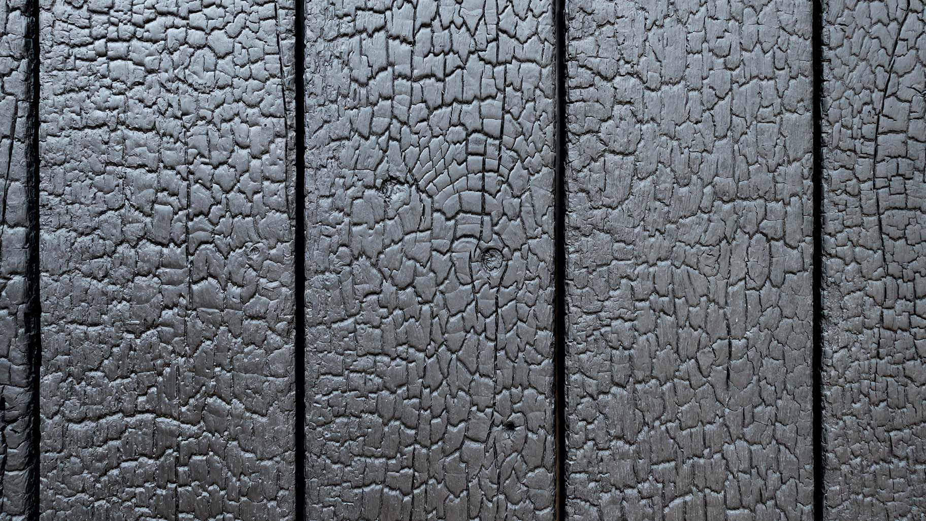 Shou Sugi Ban houten garagedeur, met de traditionele Japanse verbrandingstechniek voor een diepe zwarte kleur en unieke textuur